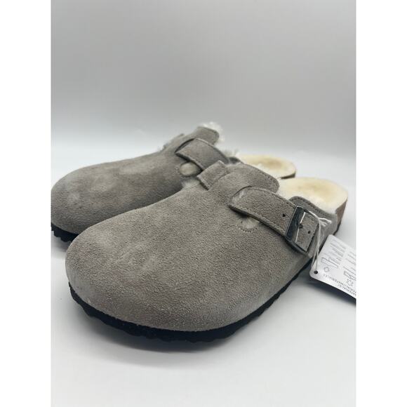Birkenstock Boston Shearling Stone Coin Suede Leather Men's Size 9 New - Picture 9 of 16
